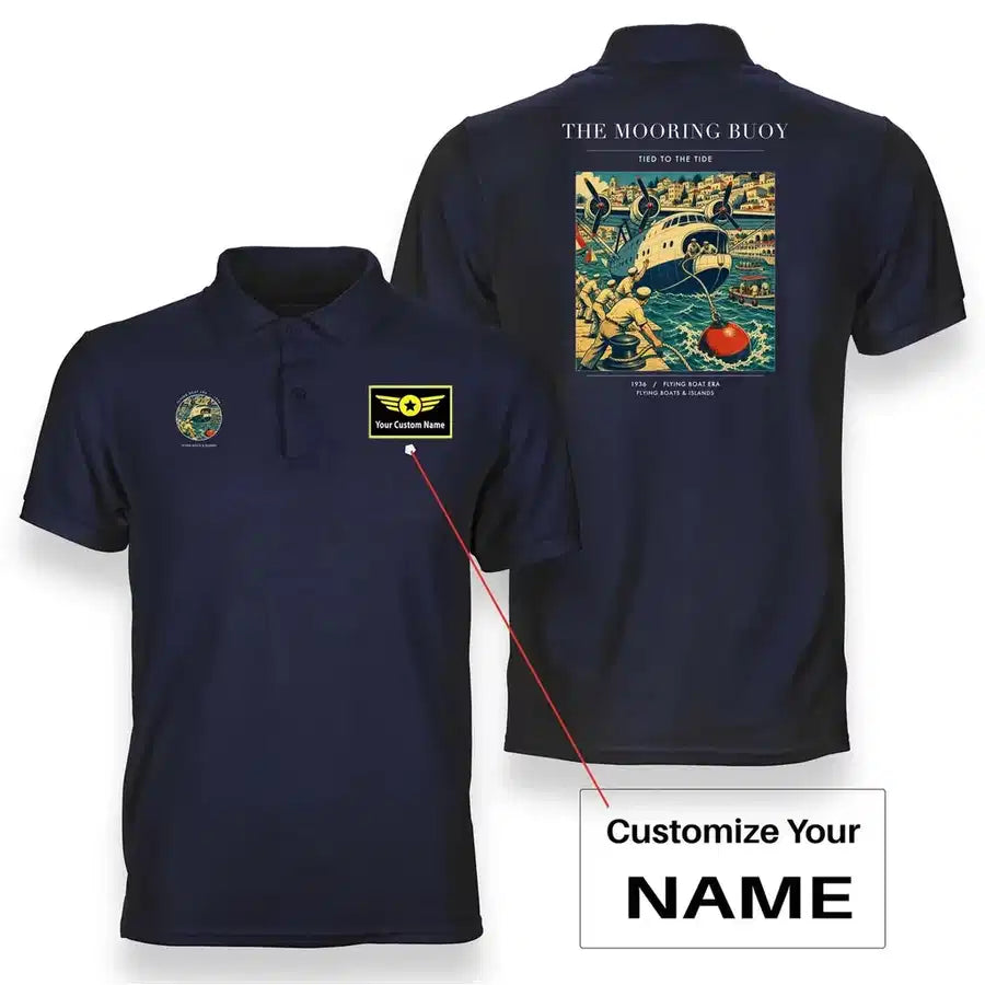 VINTAGE G4183 - The Mooring Buoy - Double-Side Polo T-Shirt design on navyblue+name