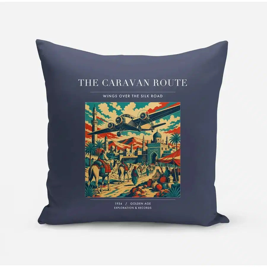 VINTAGE G4040 - The Caravan Route - Designed Pillows design on navyblue