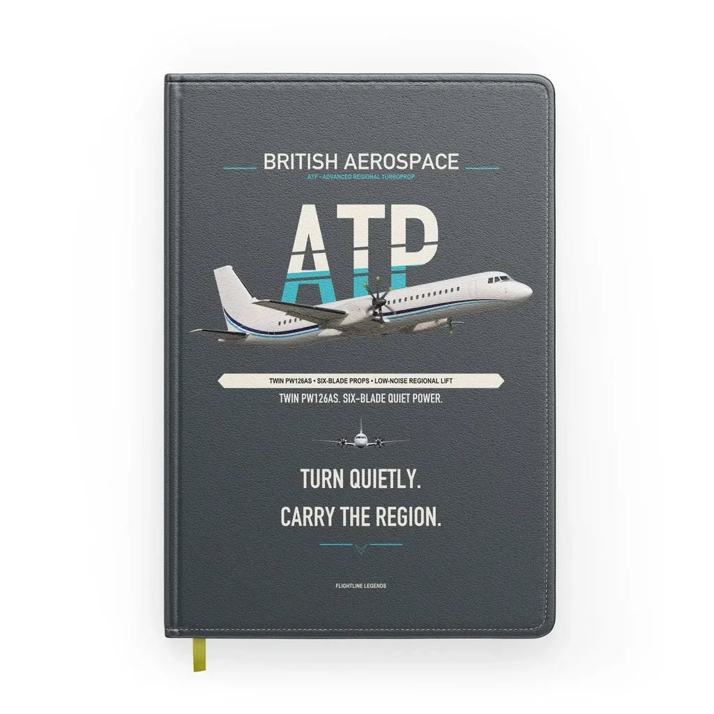 British Aerospace ATP design on gray notebook