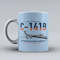 Thumbnail for C-141B Starlifter design on light blue ceramic mug, double-side print