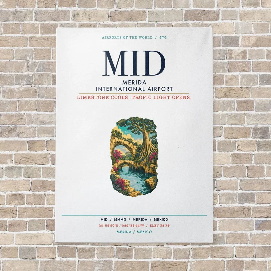 Merida International Airport MID vertical canvas print - no frame - white background