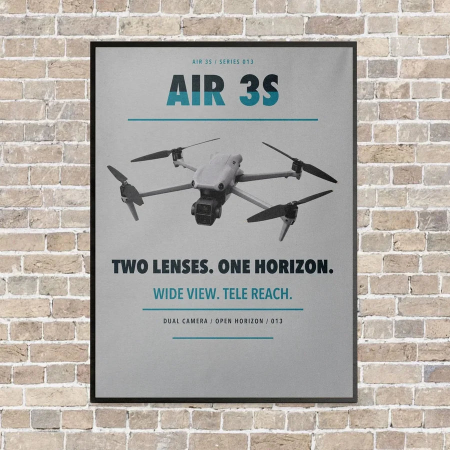 DJI Air 3S vertical canvas print - framed - light gray background