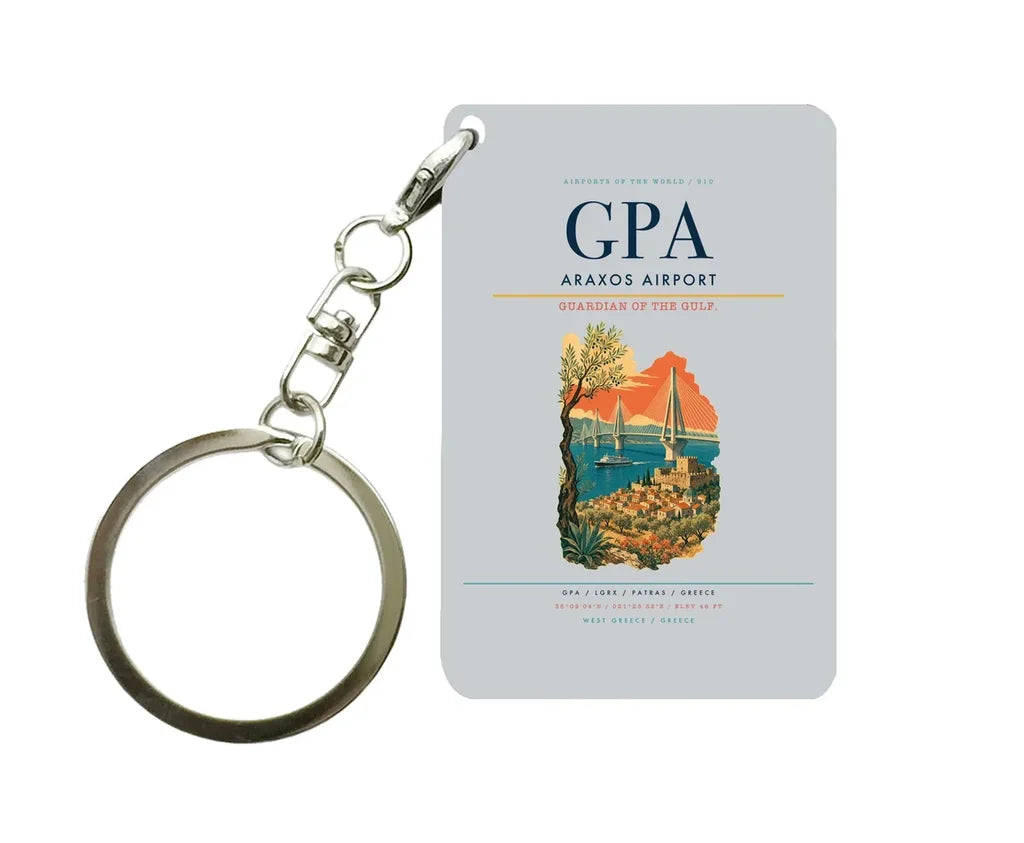 Araxos Airport (GPA) design on light gray key chain