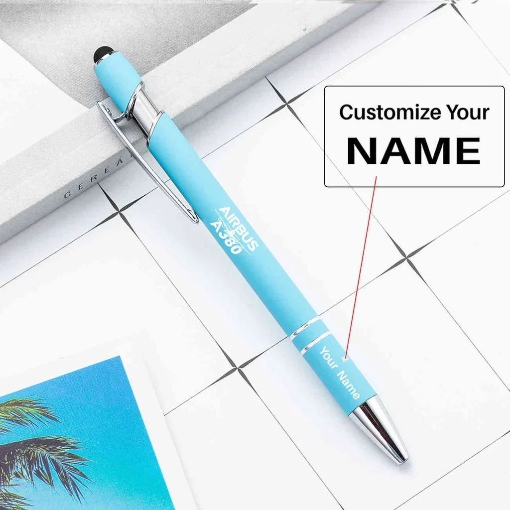Amazing Airbus A380 touch pen - light blue with name
