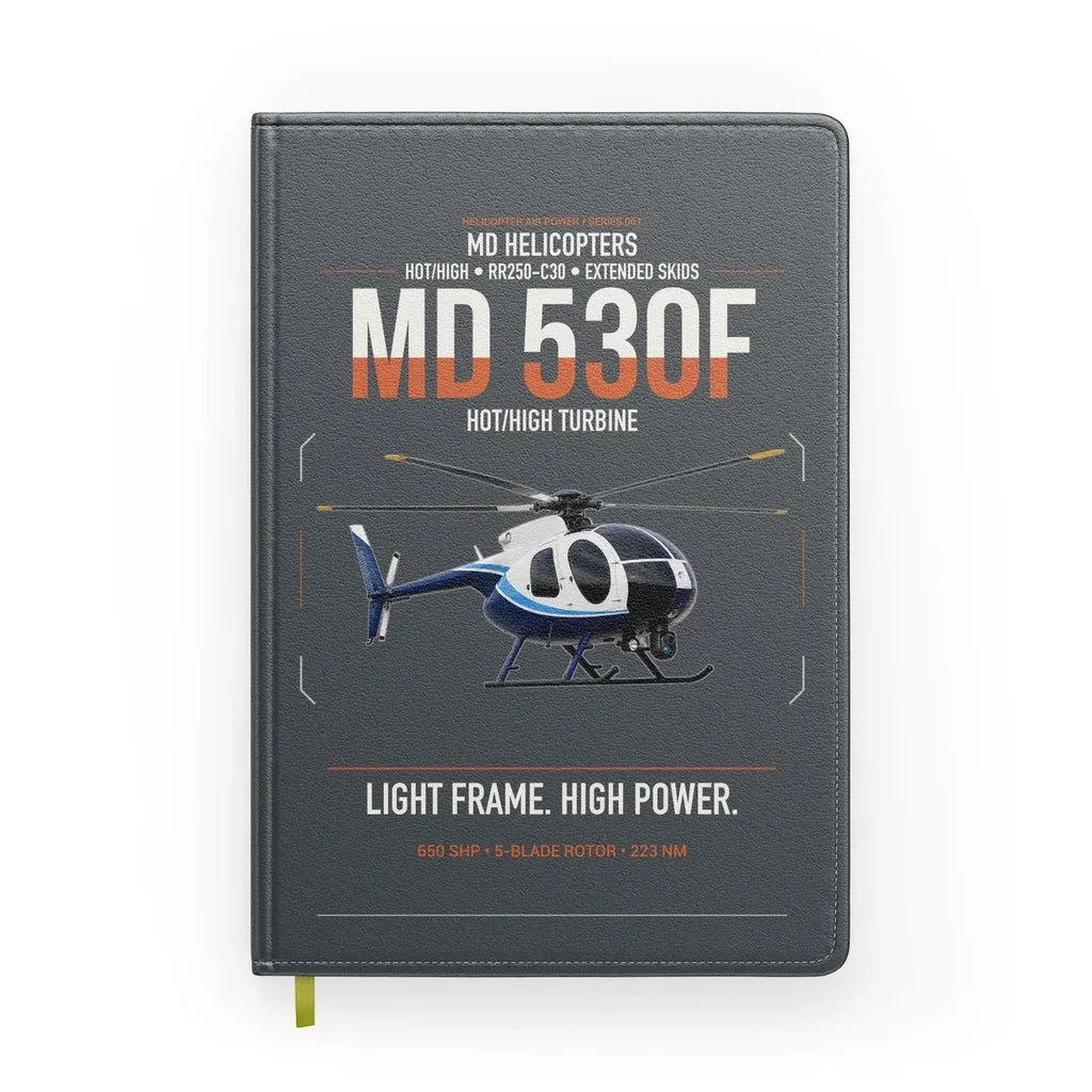MD Helicopters MD 530F design on gray notebook