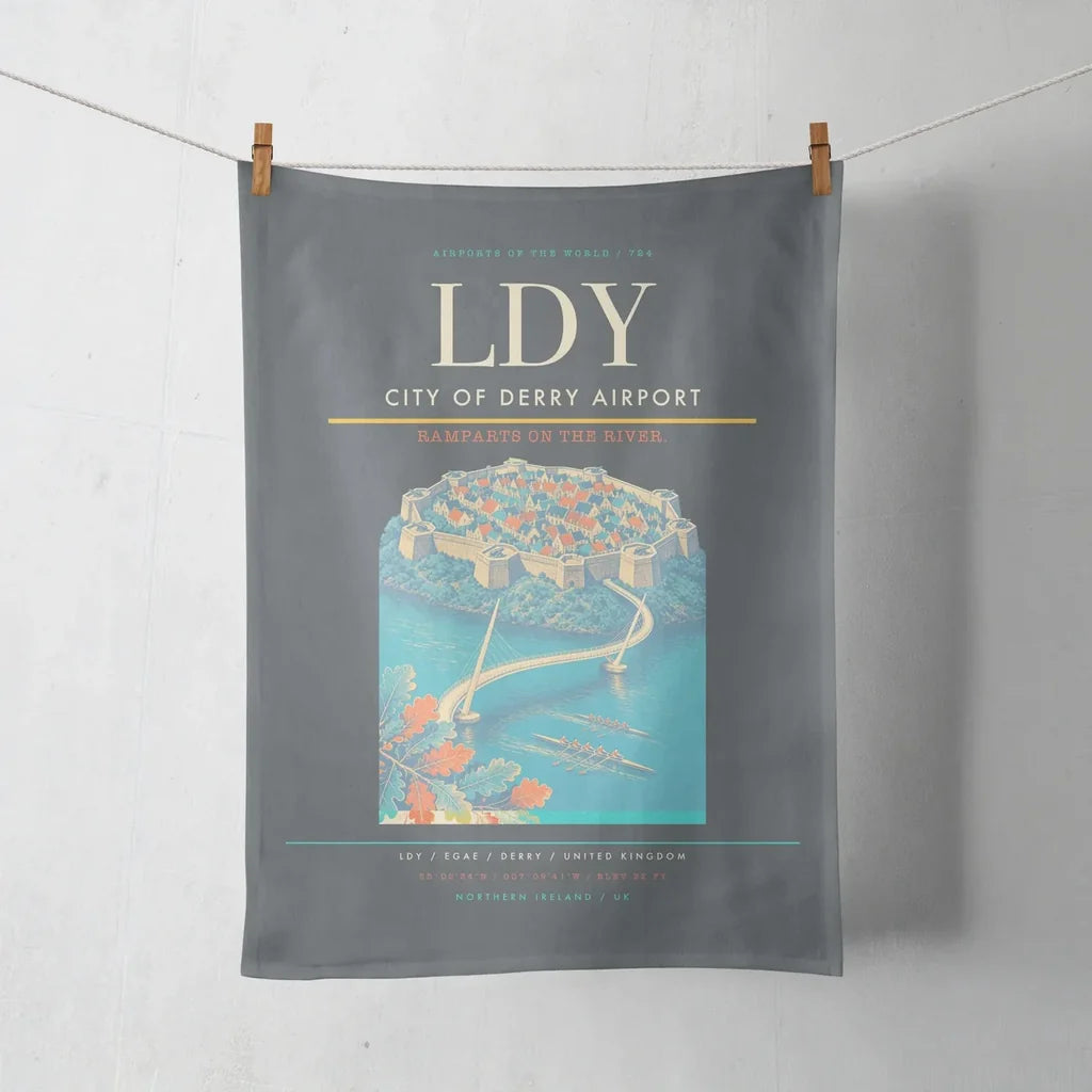 City of Derry Airport (LDY) design on gray towel