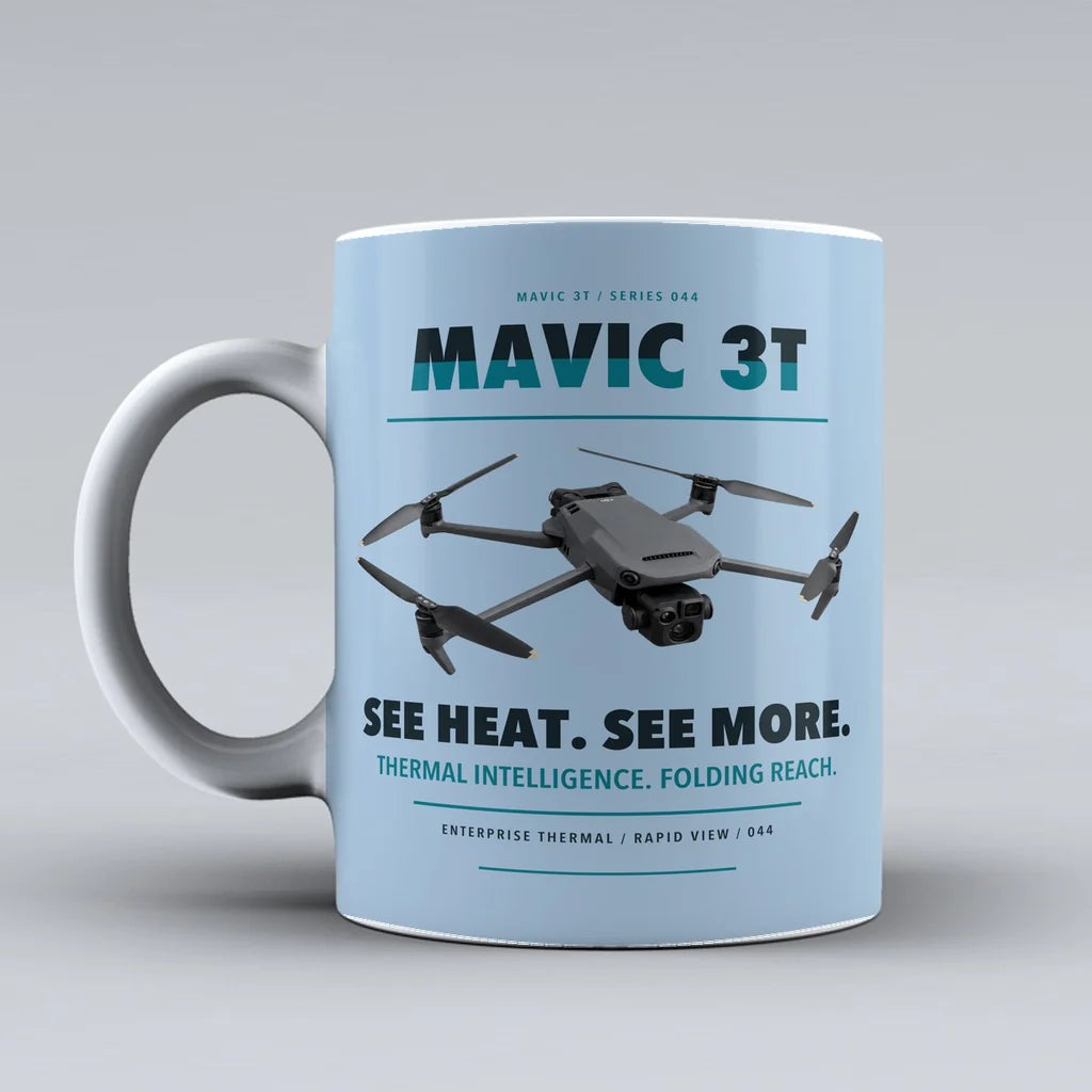 Mavic 3 Thermal Mug design on light blue dji