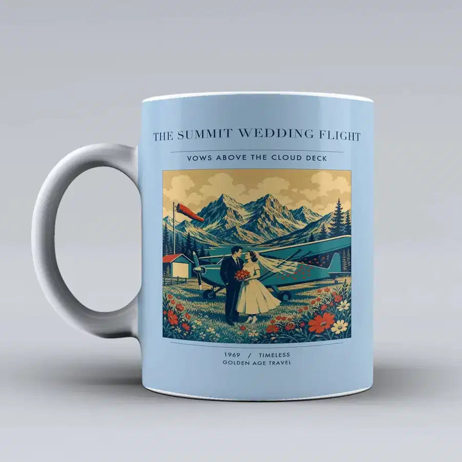 VINTAGE G4345 - The Summit Wedding Flight - Ceramic Mug design on lightblue