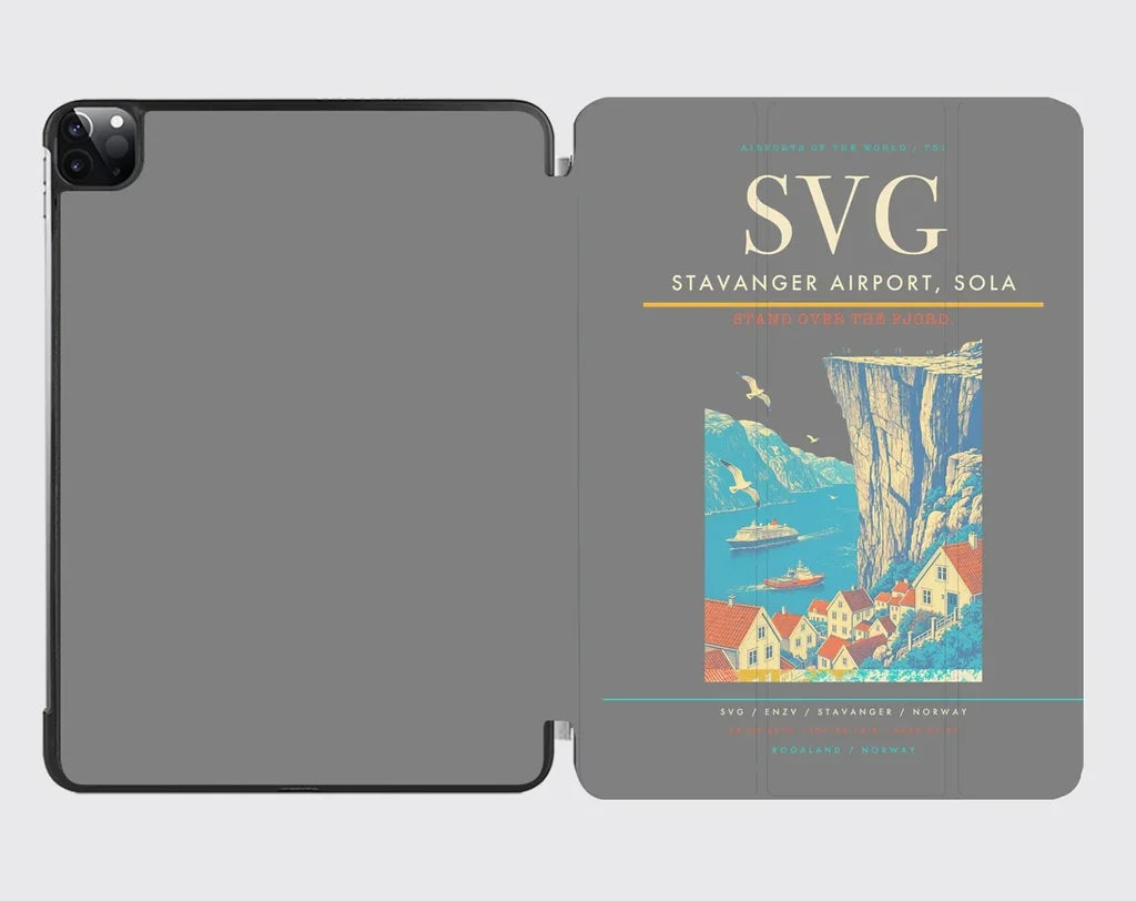 Stavanger Airport, Sola (SVG) design on gray ipad tablet case