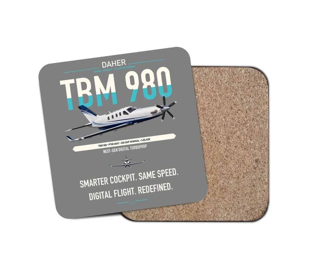 Daher TBM 980 design on gray 1 piece coaster