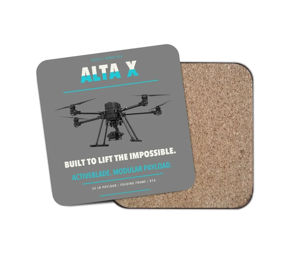 Freefly Alta X design on gray 1 piece coaster