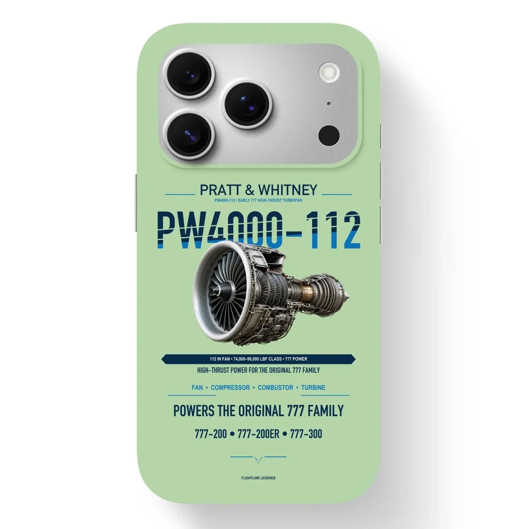 PW4000-112 Case design on light green iphone case