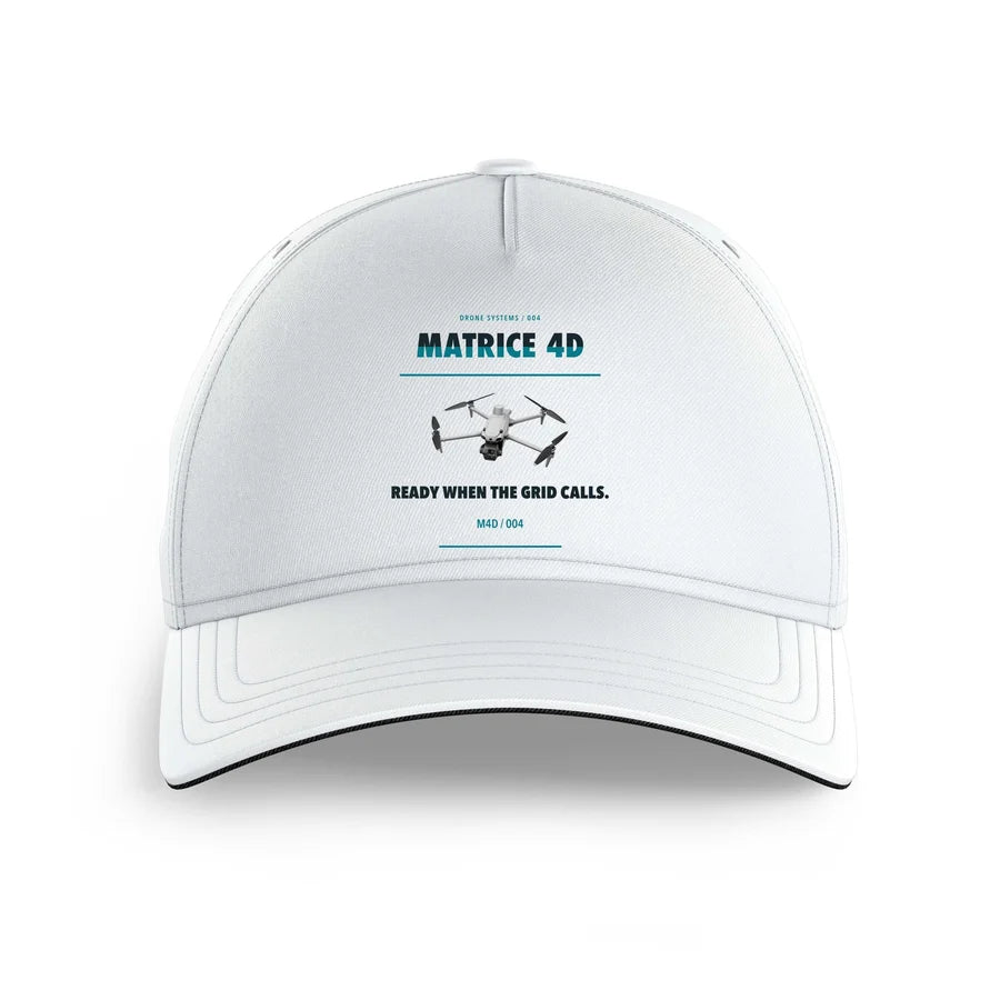 DJI Matrice 4D design on white printed hat
