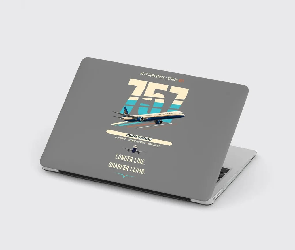 Boeing 757-300 design on gray MacBook case