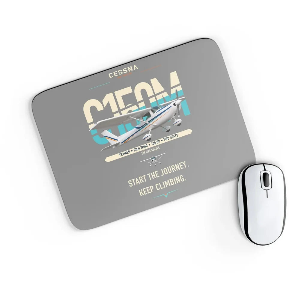 Cessna 150M design on gray rectangle mouse pad