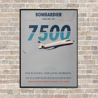 Thumbnail for Bombardier Global 7500 vertical canvas print - framed - light gray background