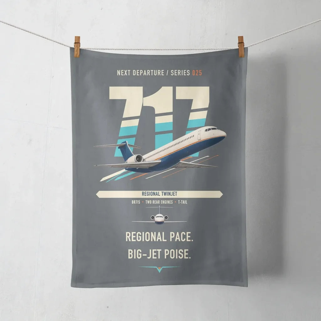 Boeing 717-200 design on gray towel