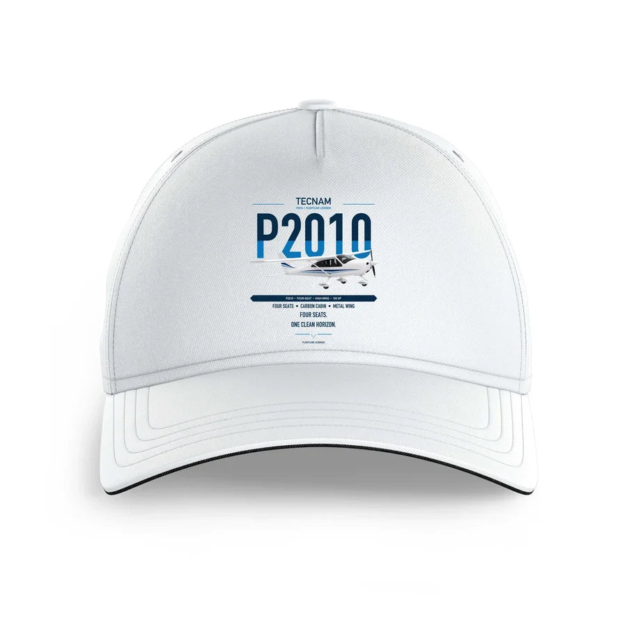 Tecnam P2010 design on white printed hat