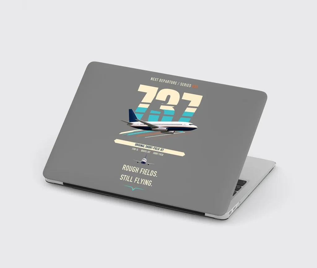 Boeing 737-200 design on gray MacBook case