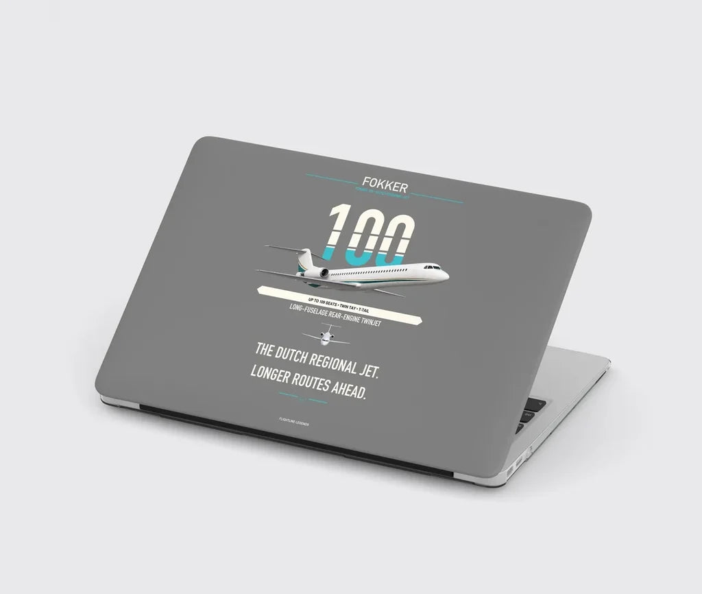 Fokker 100 design on gray MacBook case