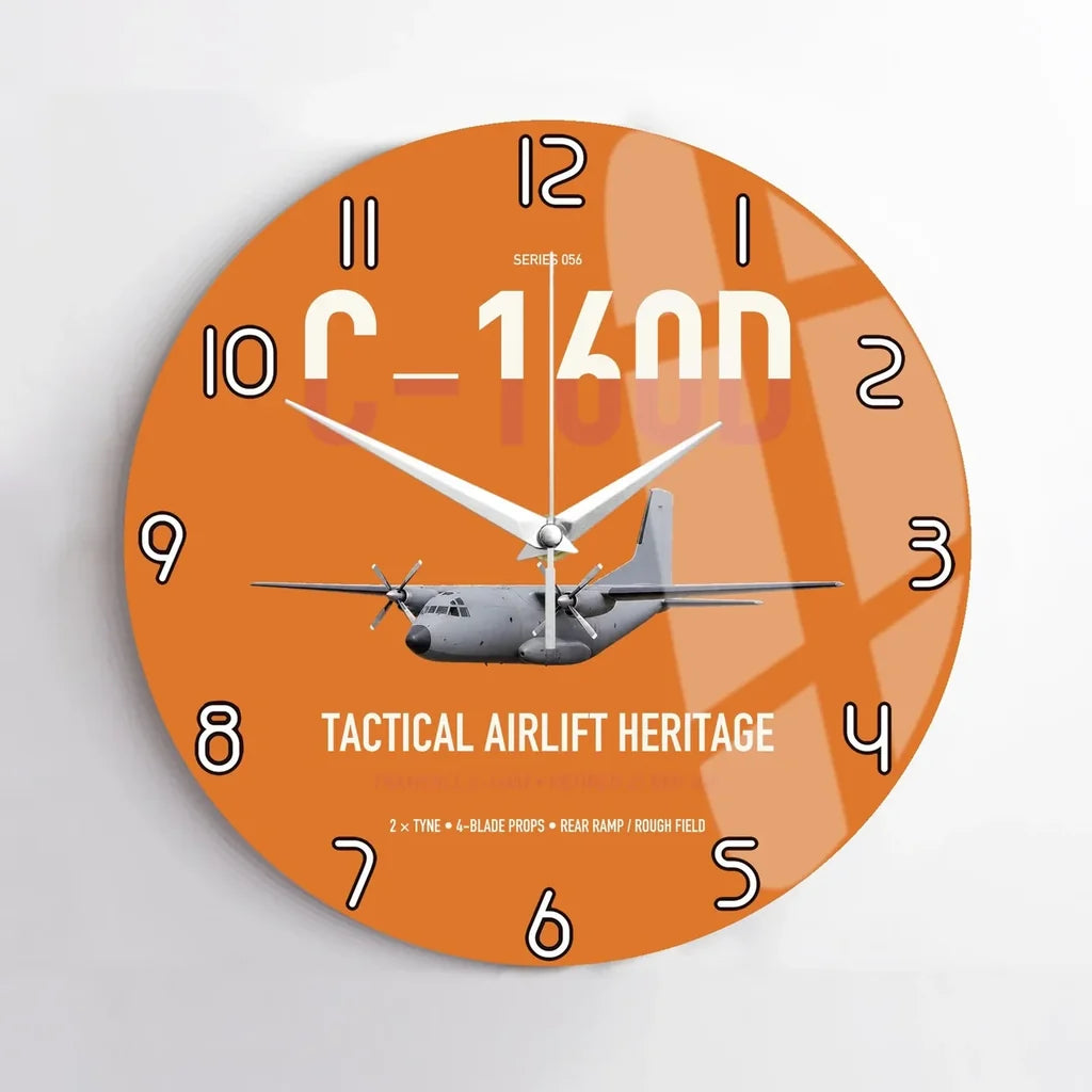 Transall C-160D design on orange no frame wall clock