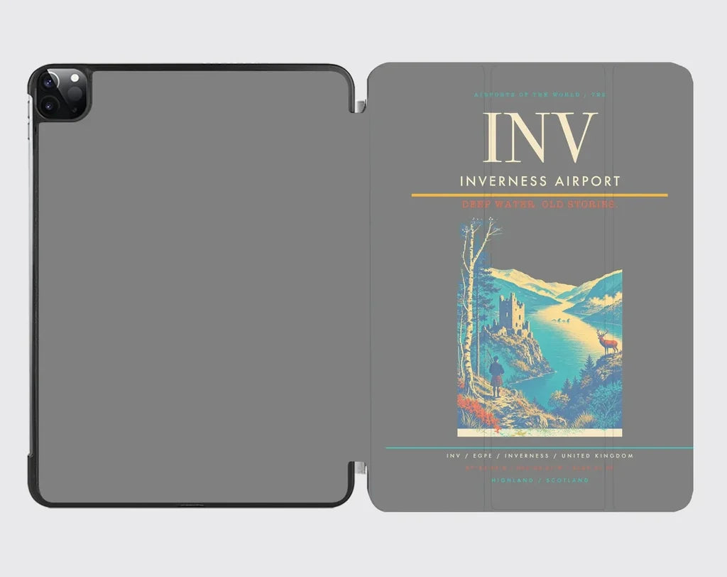 Inverness Airport (INV) design on gray ipad tablet case