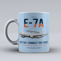 Thumbnail for E-7A Wedgetail design on light blue ceramic mug, double-side print