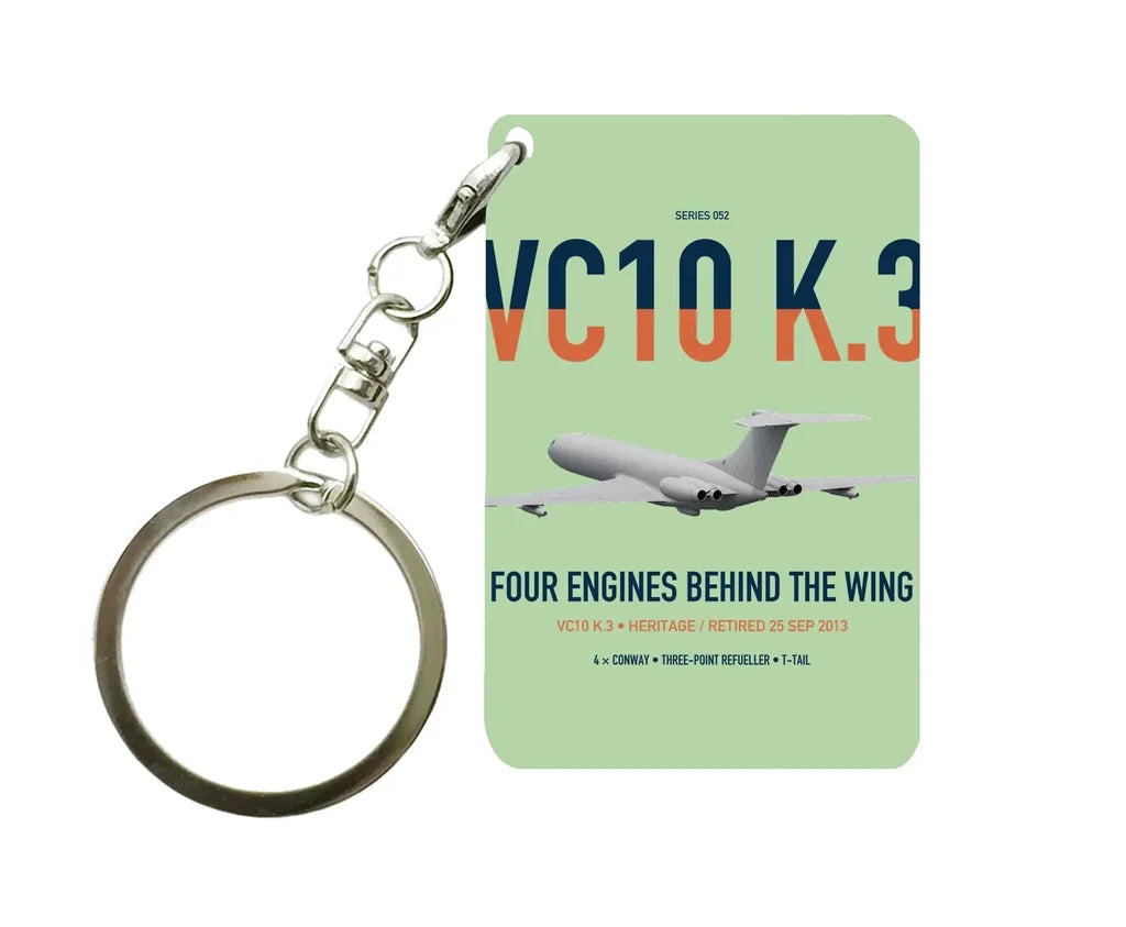 Vickers VC10 K.3 design on light green designed key chain, double-side print