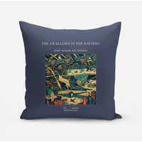 Thumbnail for VINTAGE G4269 - The Swallows In The Rafters - Designed Pillows design on navyblue