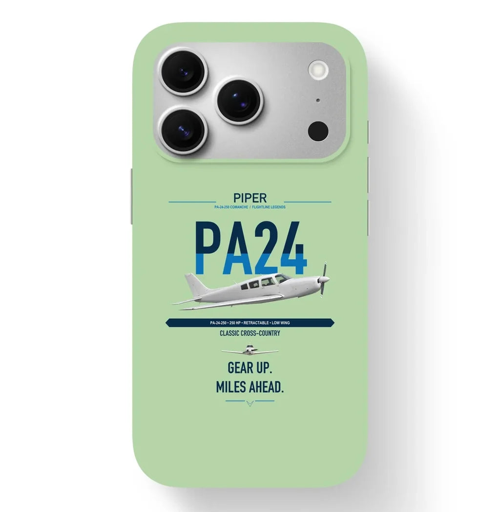 Piper PA-24-250 Comanche 250 design on light green magsafe iphone case, for iPhone 17 Pro