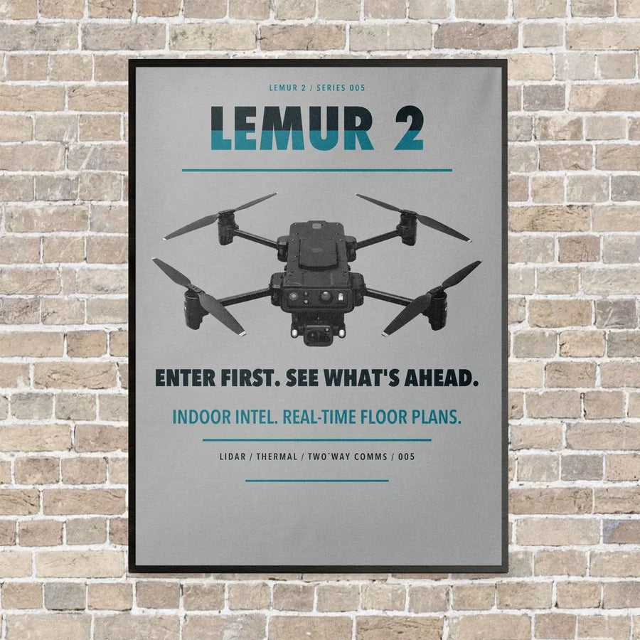 BRINC LEMUR 2 vertical canvas print - framed - light gray background
