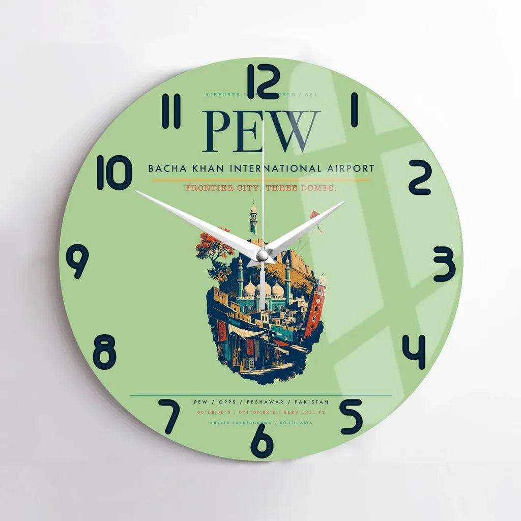 Bacha Khan International Airport PEW Wall-Clock No-Frame - Light Green