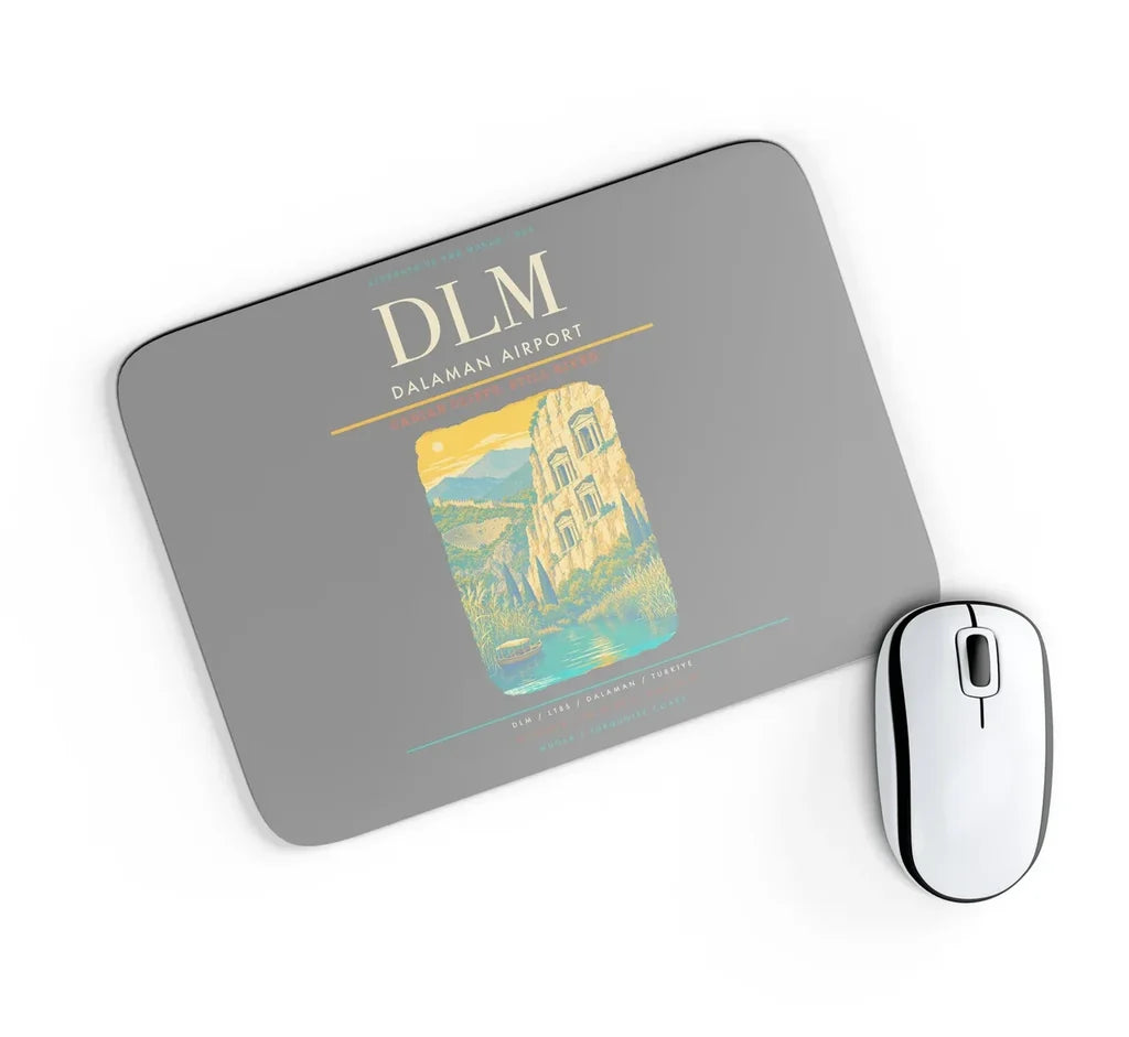 Dalaman Airport (DLM) design on gray rectangle mouse pad