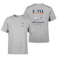 Thumbnail for E-11A BACN design on light gray double-side t-shirt, double-side print