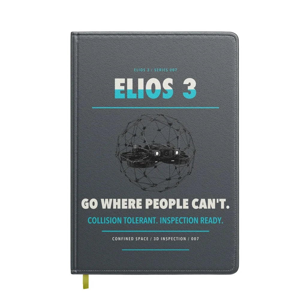 Flyability Elios 3 design on gray notebook