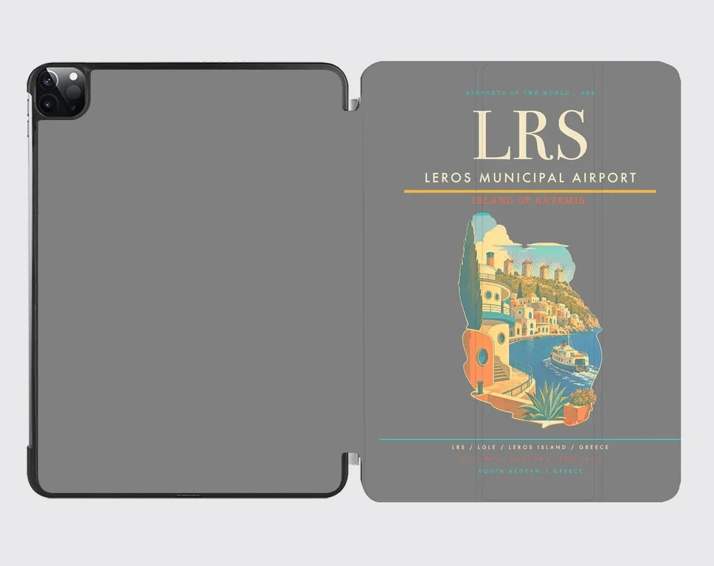 Leros Municipal Airport (LRS) design on gray ipad tablet case