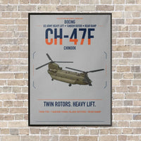 Thumbnail for Boeing CH-47F Chinook vertical canvas print - framed - light gray background
