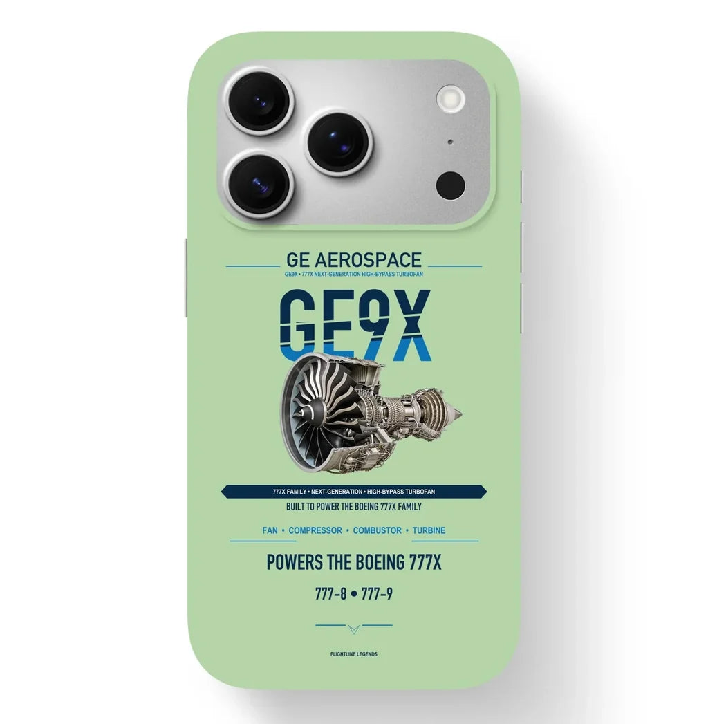 GE9X Case design on light green iphone case
