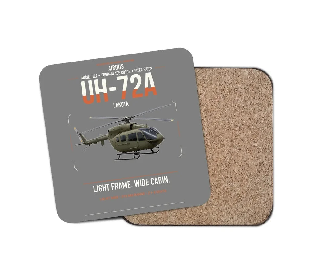 Airbus UH-72A Lakota design on gray 1 piece coaster