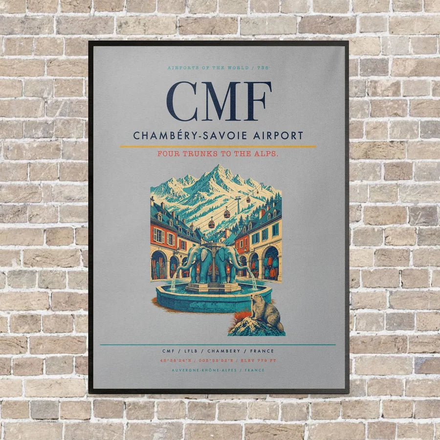 Chambéry-Savoie Airport CMF vertical canvas print - framed - light gray background