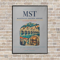 Thumbnail for Maastricht Aachen Airport MST vertical canvas print - framed - light gray background