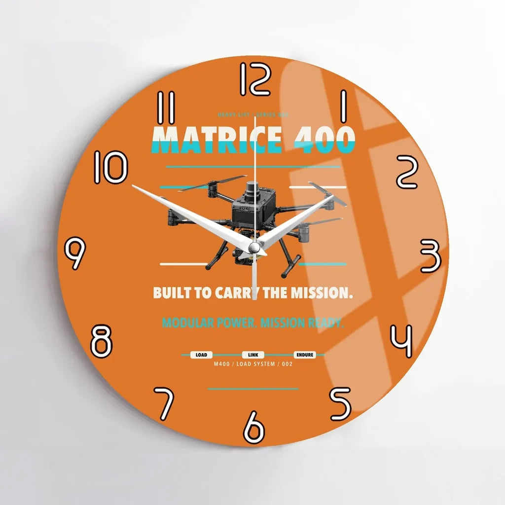 DJI Matrice 400 design on orange no frame wall clock