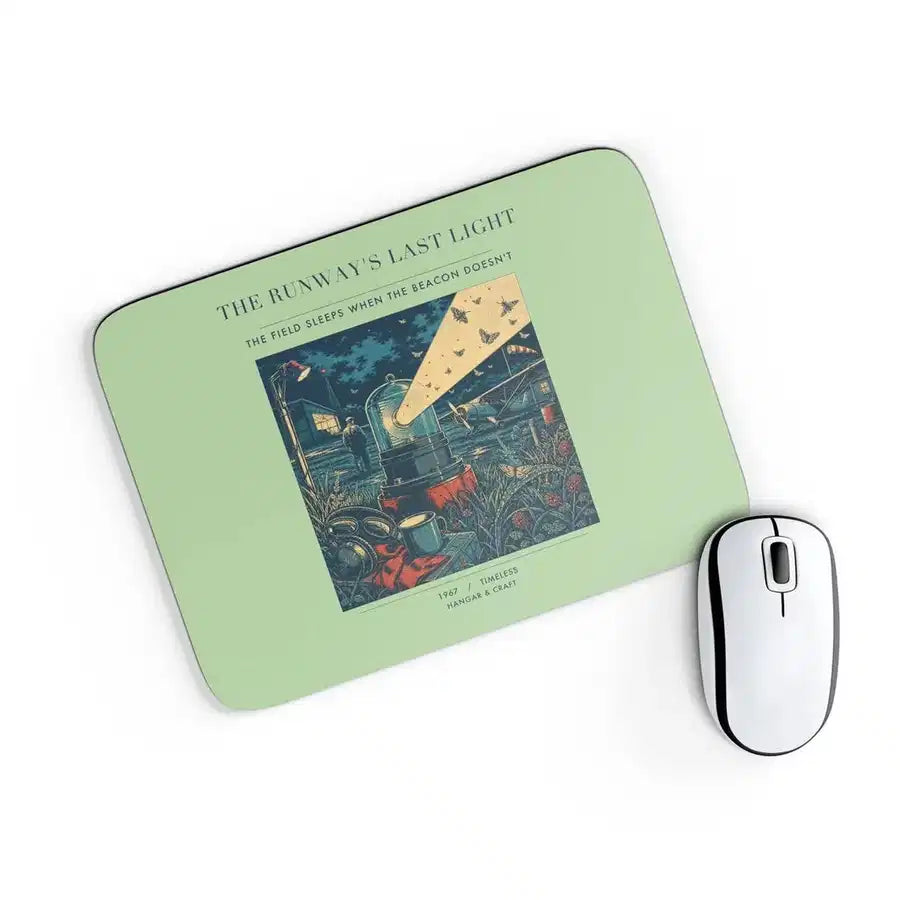 VINTAGE G4425 - The Runway's Last Light - Designed Mouse Pads design on lightgreen rectangle