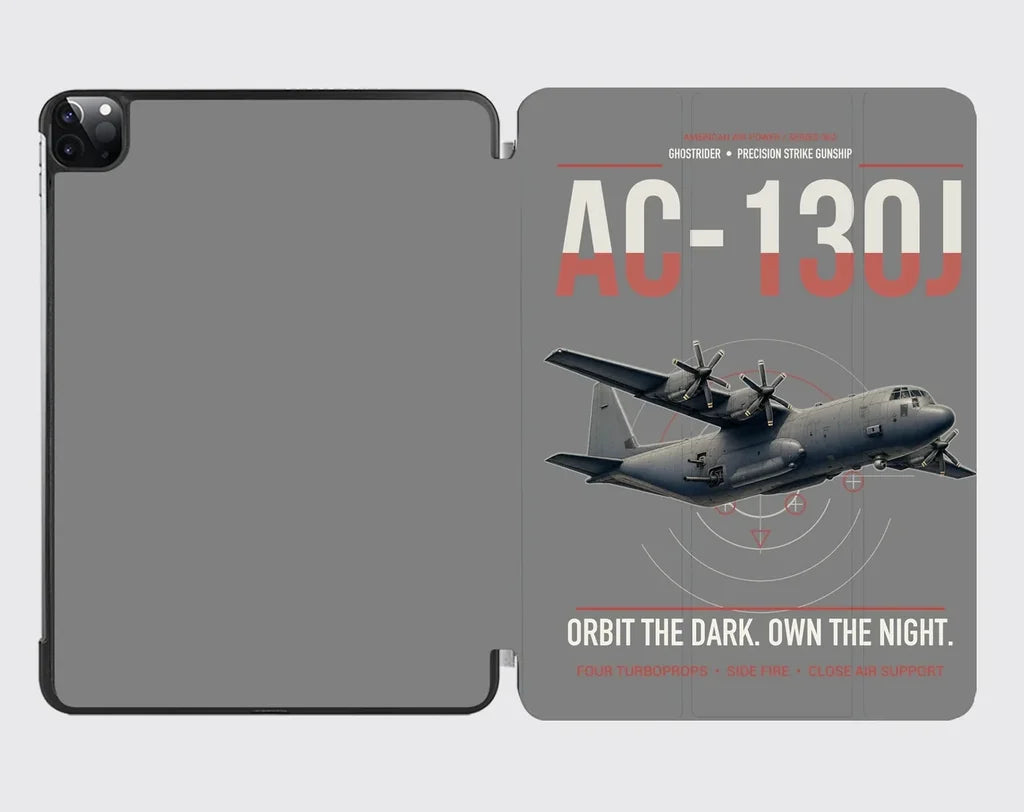 AC-130J Ghostrider design on gray ipad tablet case