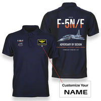 Thumbnail for F-5N F Adversary design on navy blue+name double-side polo t-shirt, double-side print