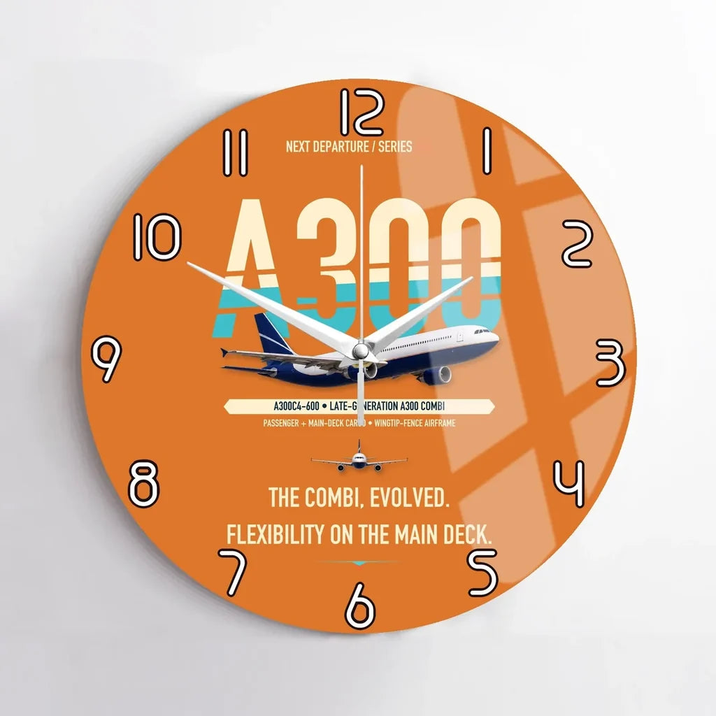 Airbus A300C4-600 design on orange no frame wall clock