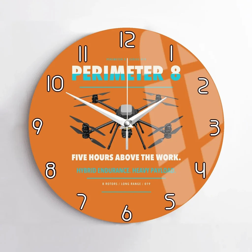 Skyfront Perimeter 8 design on orange no frame wall clock