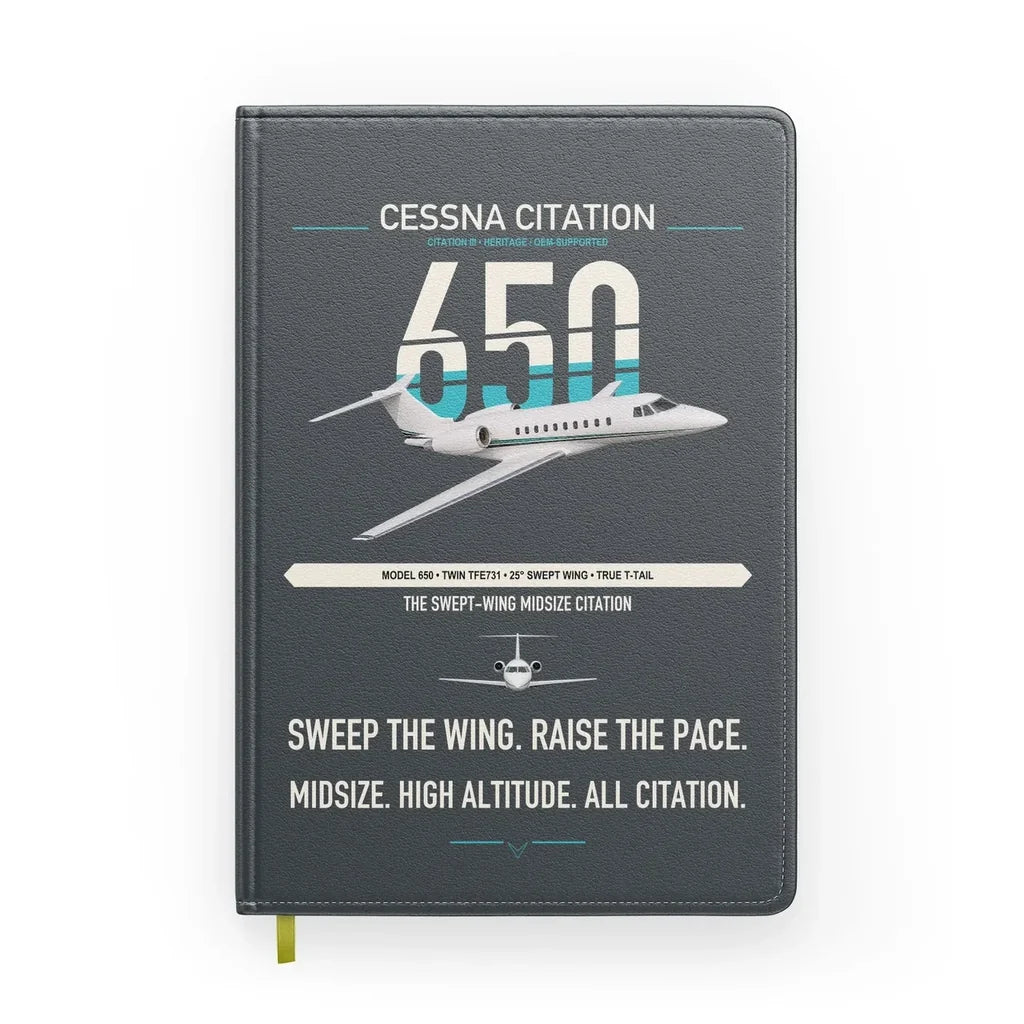 Cessna Citation 650 - Citation III design on gray notebook