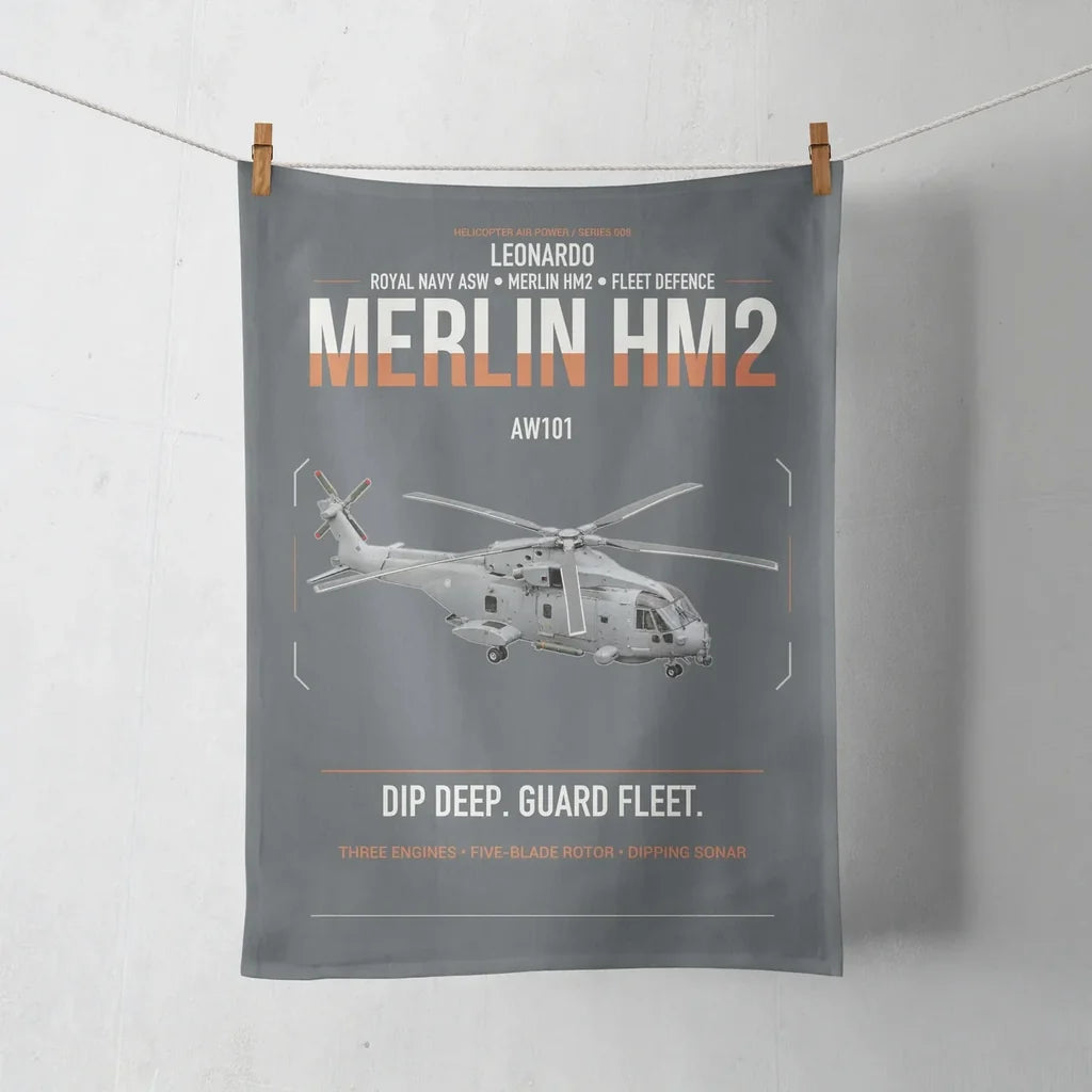 Leonardo AW101 Merlin HM2 design on gray towel