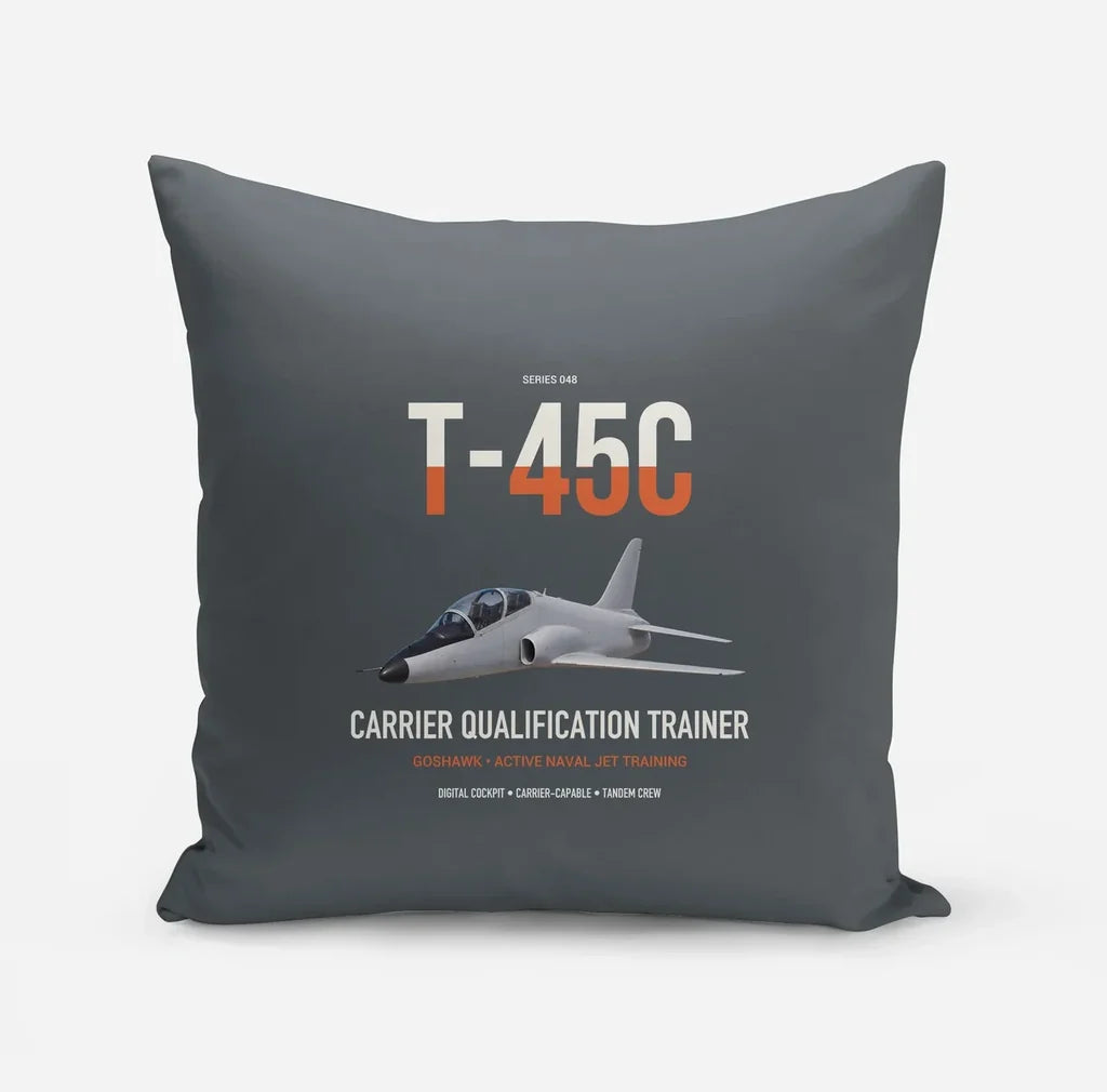 T-45C Goshawk design on gray pillow